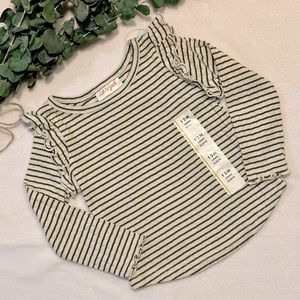 NWT Cat & Jack Rib Ruffle Stripe Tee - 12M